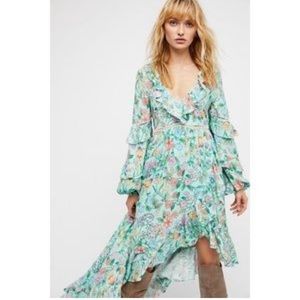 Spell & gypsy sayulita gown green blue floral boho